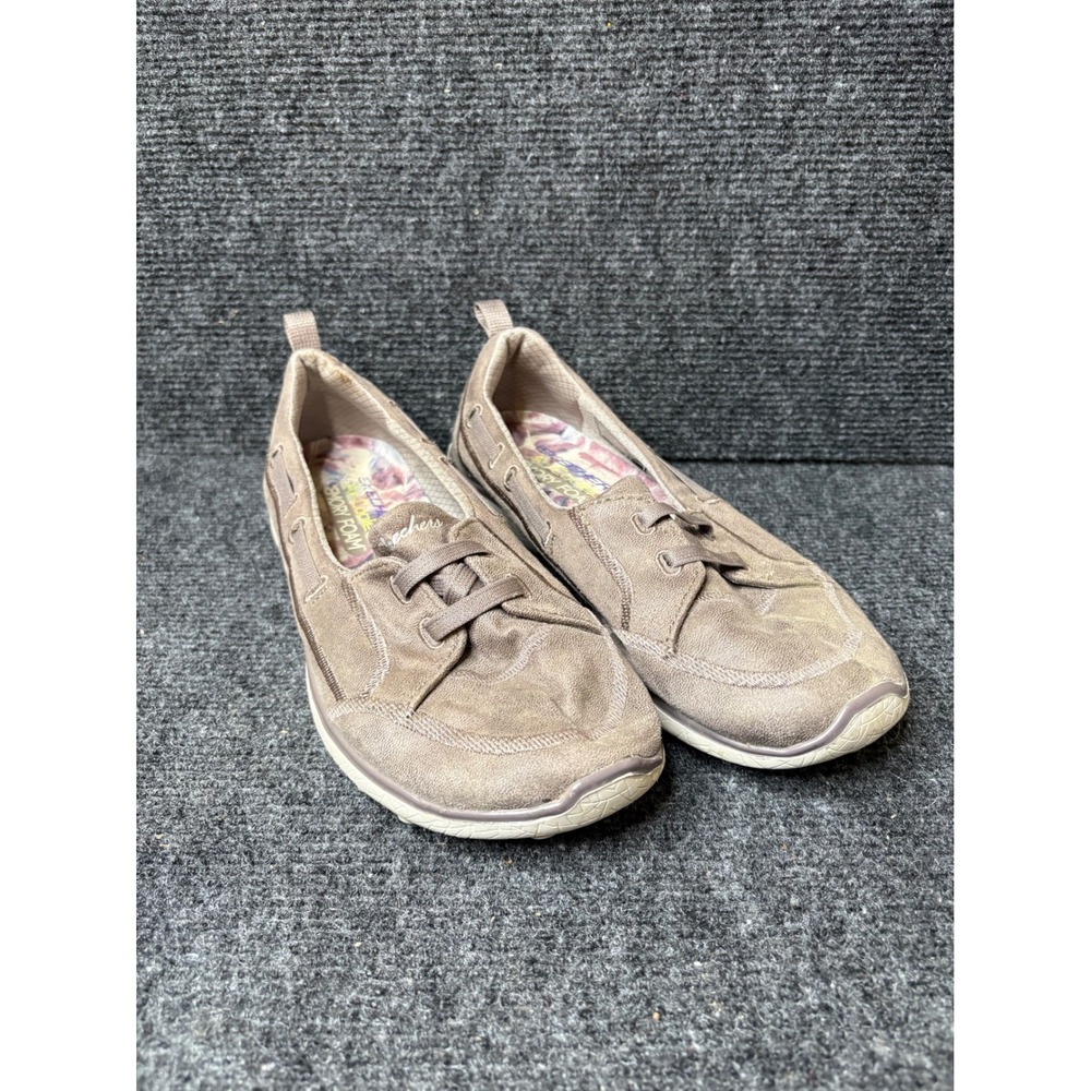 Skechers Microburst Dark Taupe Boat Shoe Loafers 23333 Womens 6.5